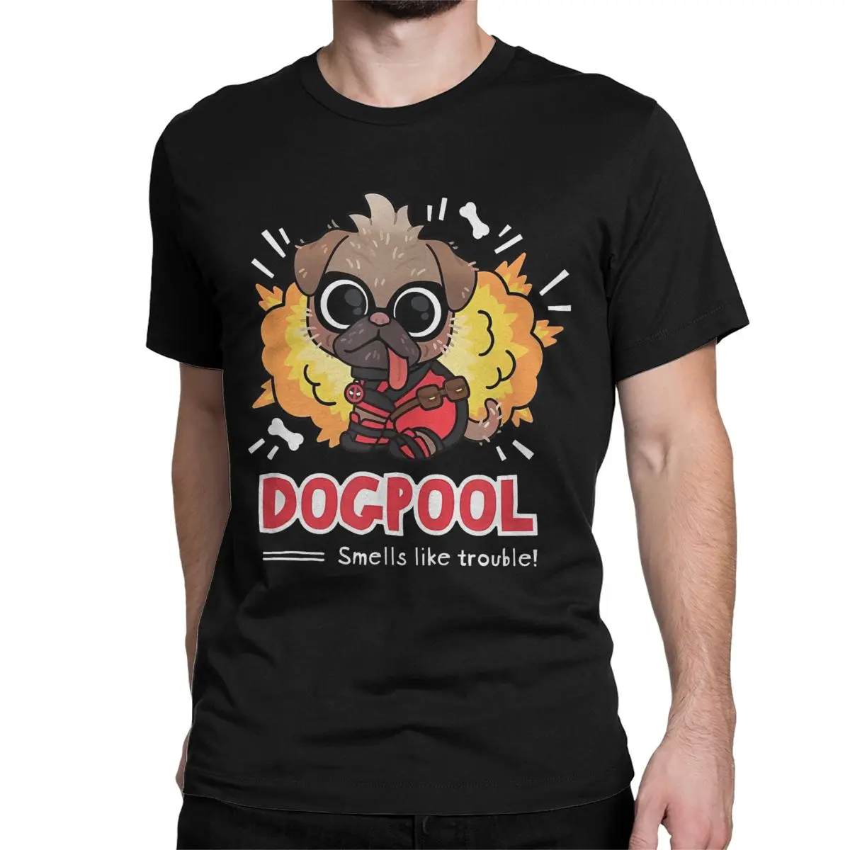 Men Deadpool Chibi Dogpool T Shirts Pure Cotton Clothing Novelty Short Sleeve Round Collar Tee Shirt Summer T-Shirts