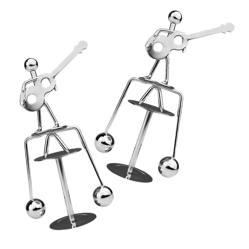 2 pcs Guitar Man Statue Physics Balancing Rustproof Metal Desktop Ornament Creative Home Decor Simple Balancing Sculpture