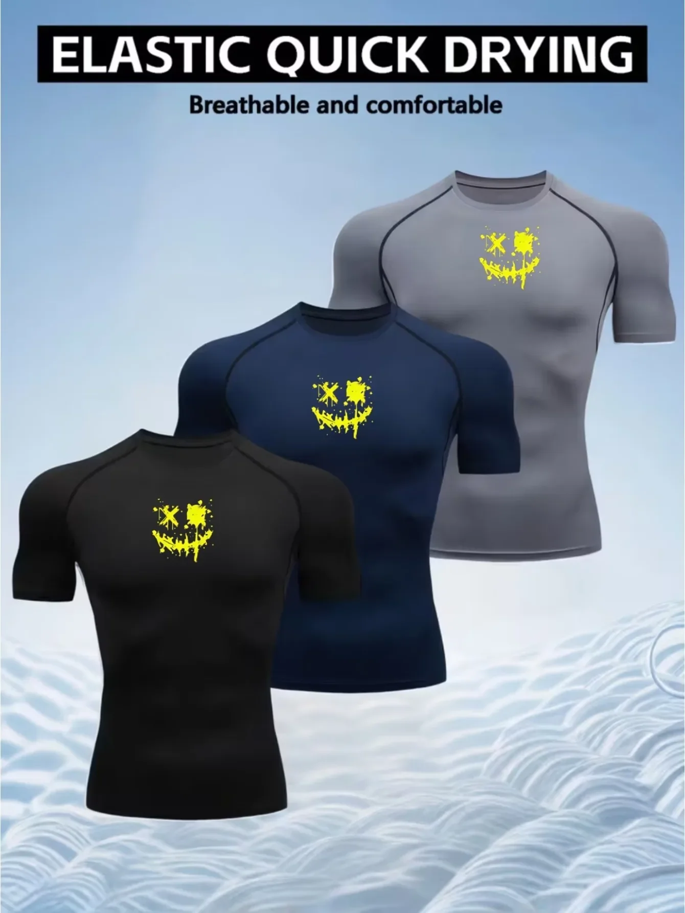Triplet Men's Compression Printed T Shirt Summer Sportswear Running T-shirt Elastic Quick Dry Sport Gym Fitness TShirts Men