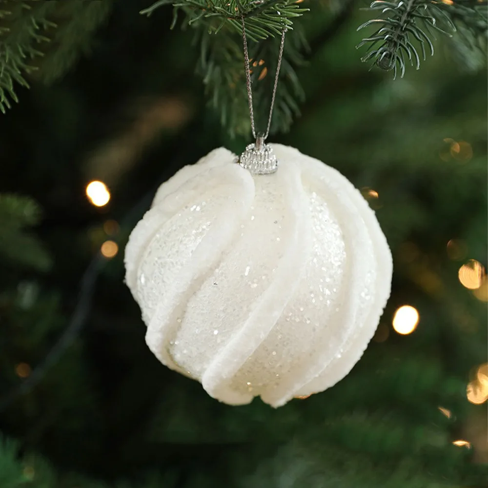 

8cm Christmas Foam Color Balls Pendant Cartoon Elegant Sequins Christmas Ball Pendant DIY Merry Christmas Tree Decor