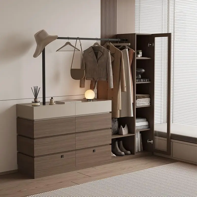 Coat rack integrated with fingerprint lock locker, bed hanger storage locker