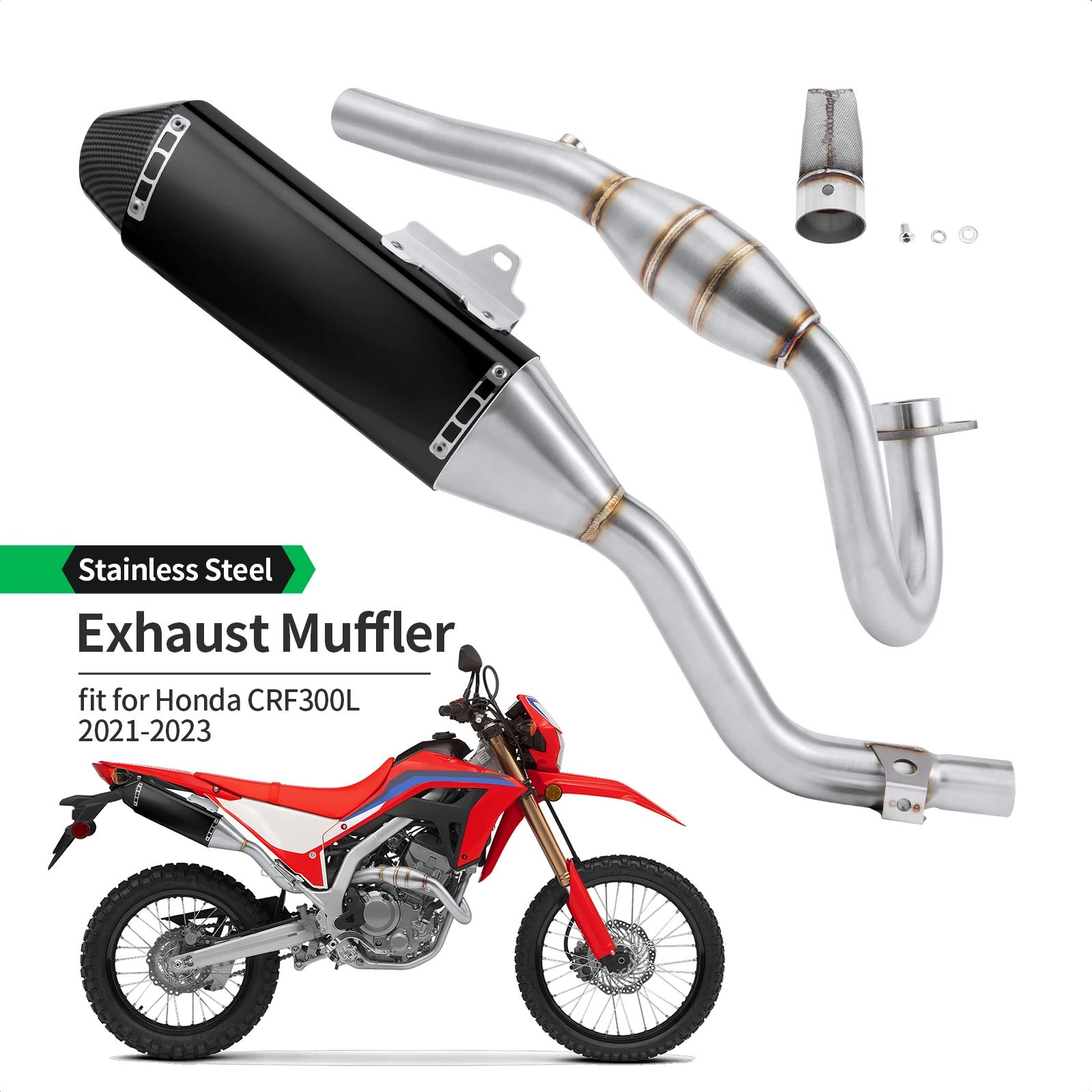 

Motorcycle Slip-on Mufflers Muffler Pipe with Heat Shield Kit Suitable for Honda CRF300L full system stainless steel 2021-2023