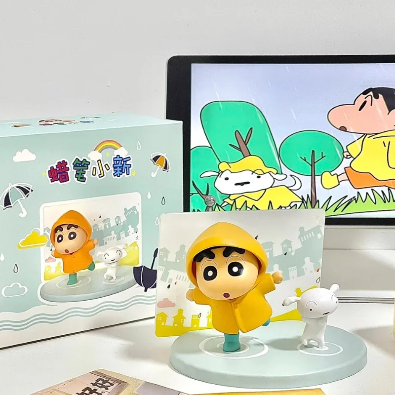 New Crayon Shin-Chan Handmade Peripherals Shinchan On A Rainy Day Shinchan On The Lawn Decorative Figurine Toy Gift For Kid