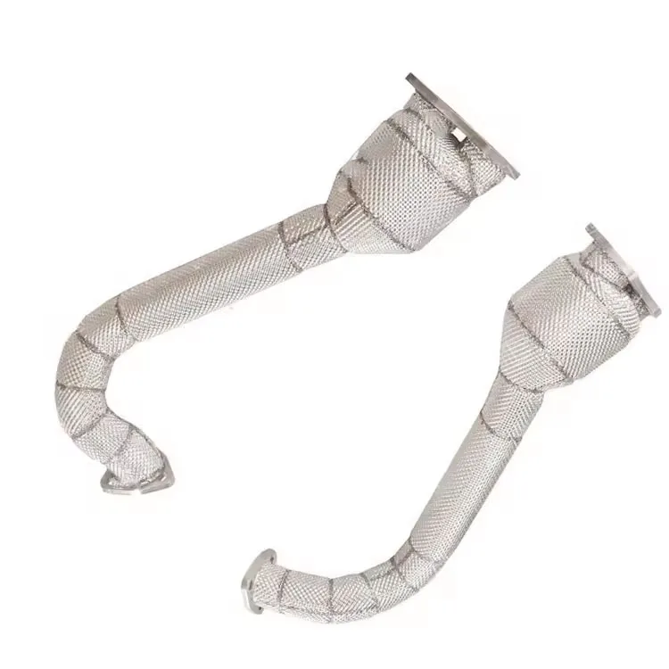 Xinaote สแตนเลสหนี Tubo หนี Coche Exhaust Downpipe พร้อมแผ่นป้องกันความร้อนสําหรับ Porsche 718 GT4 4.0L