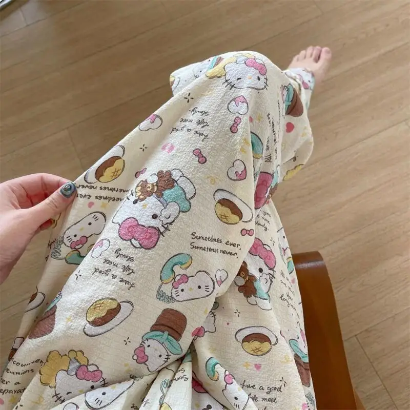 

Sanrio Hello Kitty женские пижамные штаны Kawaii мультфильм студенческие весенне-осенние спальные штаны хлопковая домашняя одежда брюки новые