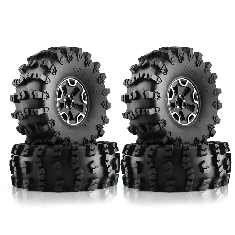 4Pcs 150Mm 2.2 Inch Black Tire For 1/10 RC Crawler Car Axial SCX10 Wraith Capra Traxxas TRX4