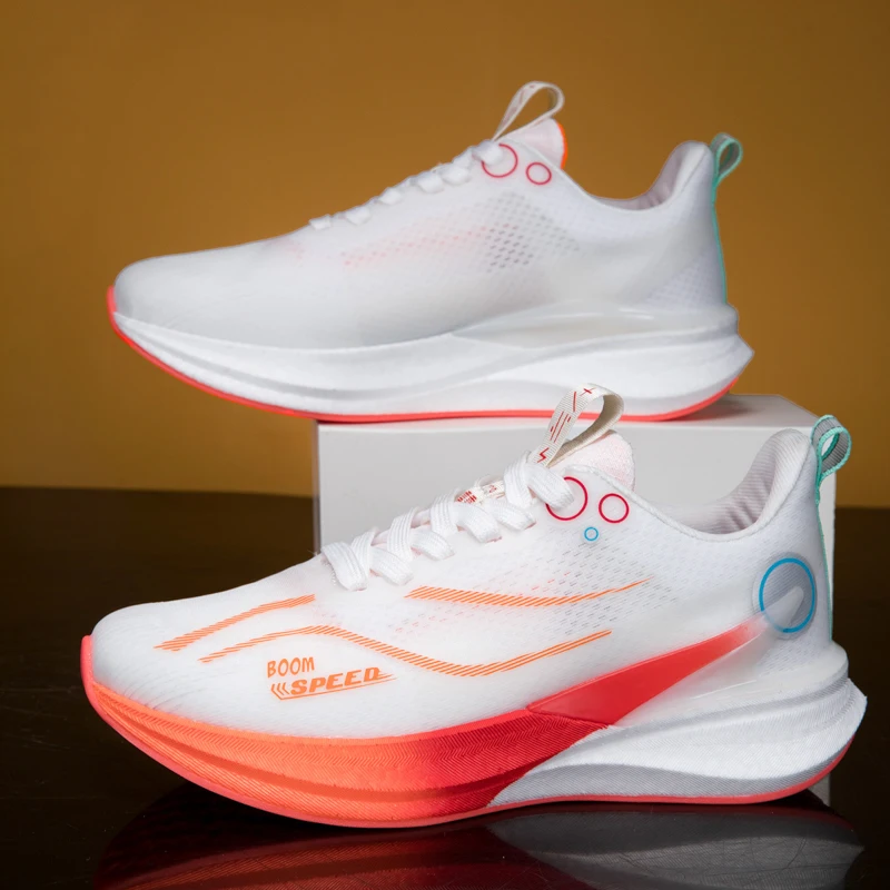 

Мужские кроссовки для бега, средняя подошва с попкорном, амортизирующая, сверхлегкая спортивная обувь с отскоком, нейлоновые карбоновые кроссовки для марафона