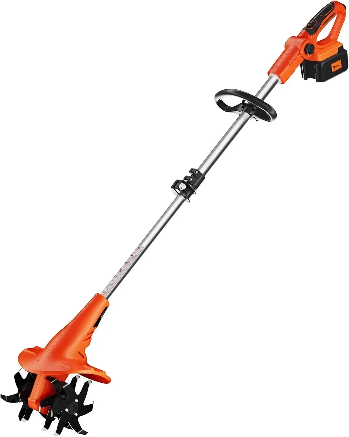 

Cordless Tiller Cultivator 40V 2.0A Battery 280 RPM Powered Cultivator 24 Steel Blade 5 Inch Depth 7.8 Inch Width Orange CT1940
