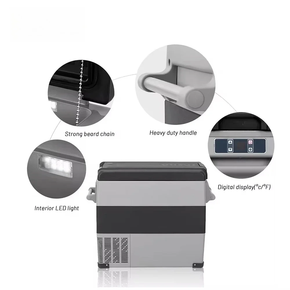 Portable Compressor Car Fridge Cooler Box, 35‑55L Mini Refrigerator Freezer, 12V/24V for Camping, Camper & Vehicle Parking