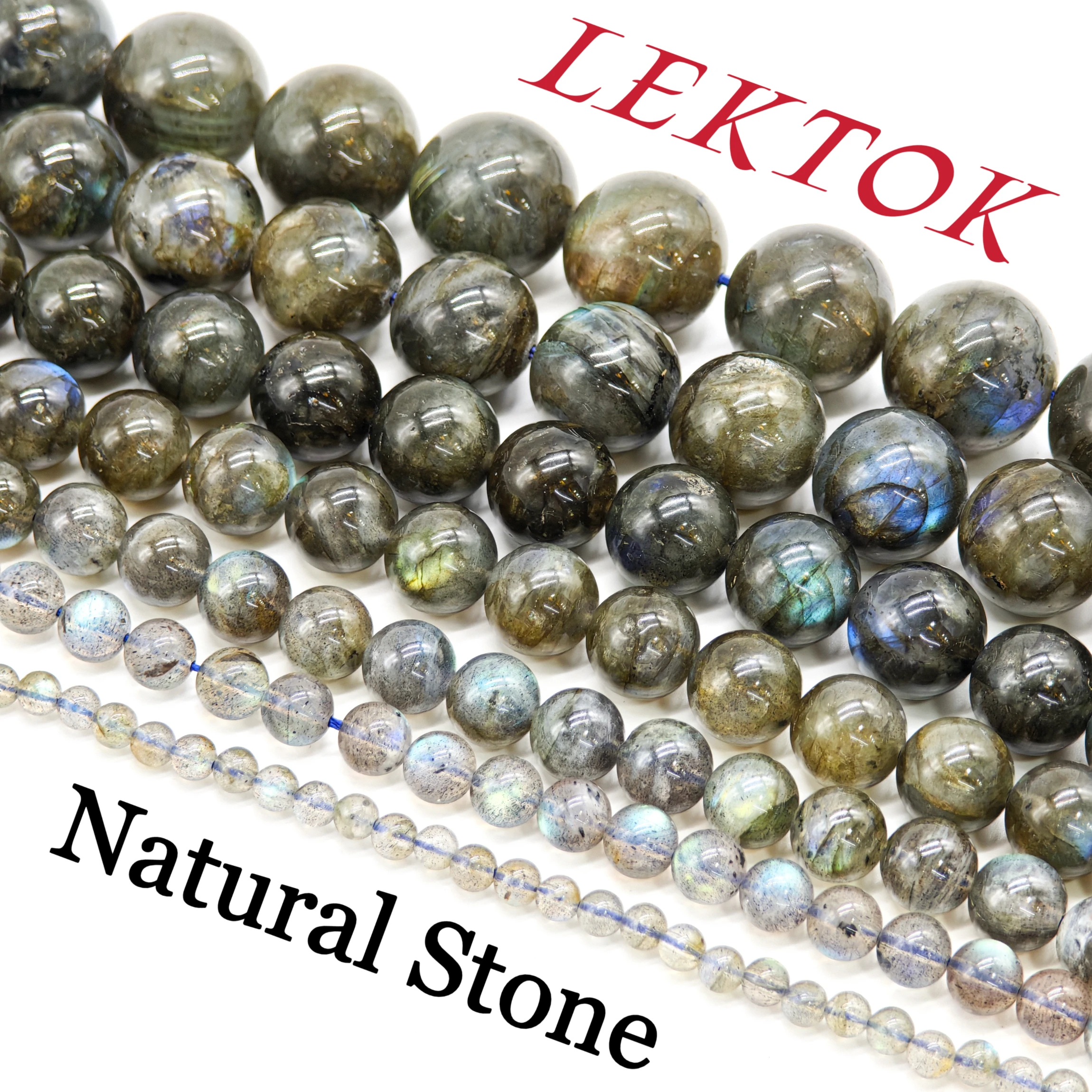 

100% Natural AAA Stones: Glittering, Sunstone, Blue Spinel, Purple Jade - 4/6/8/10/12mm Round Beads for Jewelry DIY