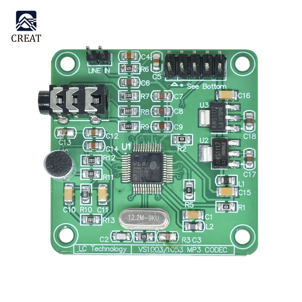 VS1053 MP3 Module Audio Decoder Encoding Board SPI Interface with Voice OGG WAV Recording Function For Microphone