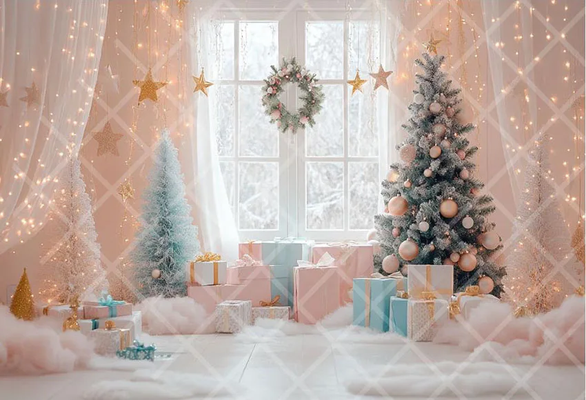 Mehofond Photography Background Magical Christmas Pink Gifts Winter Xmas Tree Kids Holiday Portrait Decor Backdrop Photo Studio