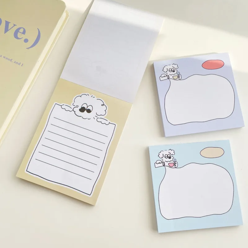 Ins Cartoon Cute Big Eyed Dog Memo Pad Kawaii Square Mini Notepad Dialog Box Message Paper School Stationery 50 Sheets Square