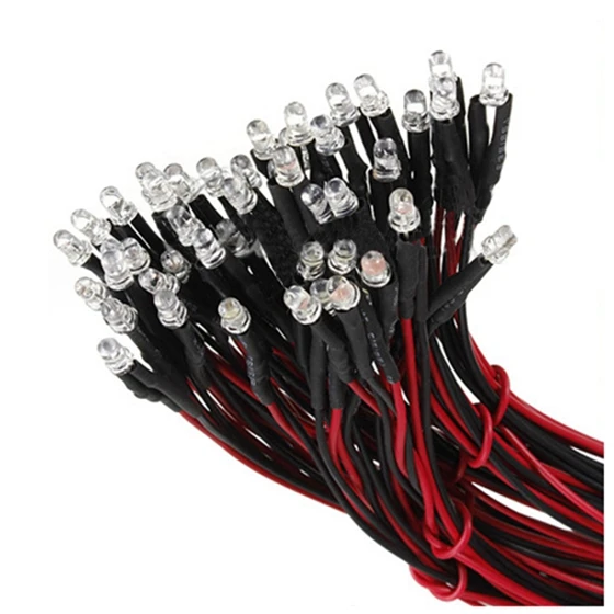 

10 pcs 12V 20cm LED Pre wired 3mm red