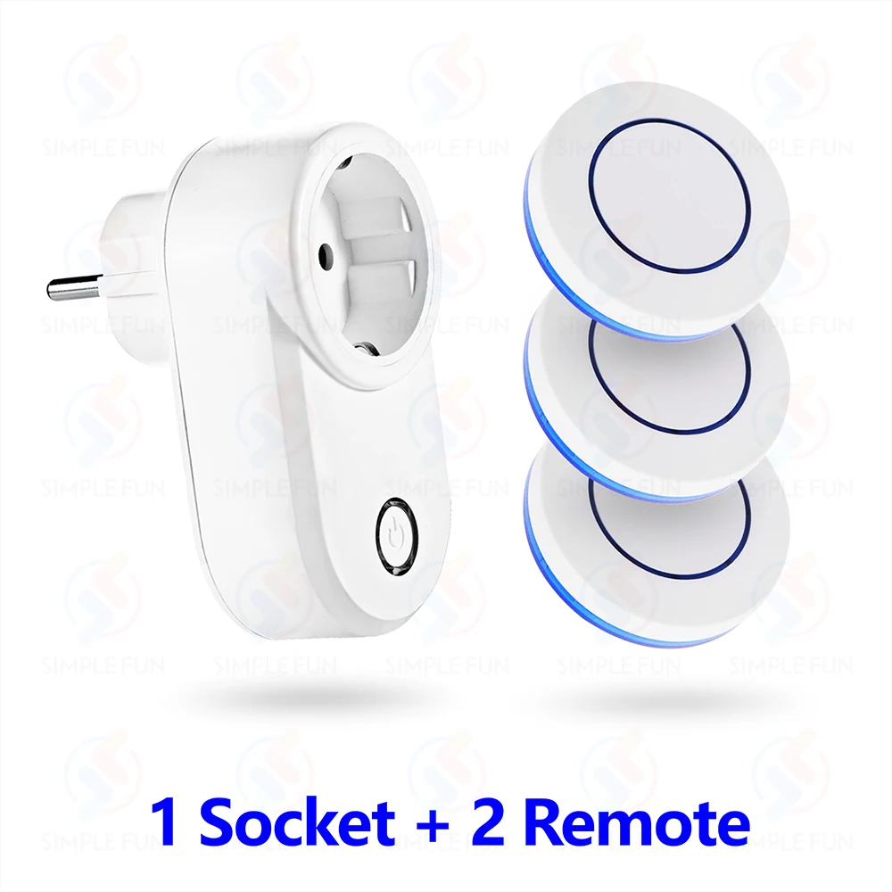 Drahtlose Fernbedienungssteckdose 220 V 110 V EU FR Smart Plug, 50 m Reichweite, Steckdose 15 A für Haushaltsgeräte-Lichtventilator