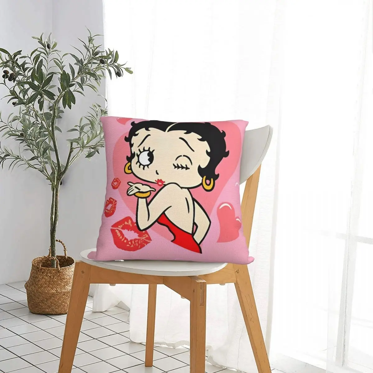 Kawaii Cartoon B-B-Bettys-boops Square Pillow Case Cushion Cover Fashion Zipper Decorative Pillowcase for Sofa 40x40cm