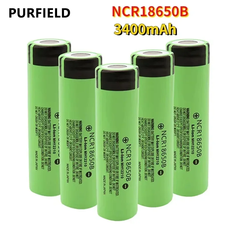 PURFIELD NCR18650B 34B 3.7V 3400mAh 18650 Rechargeable Lithium Battery For Flashlight Toy Car Camera Screwdriver Cells batteries