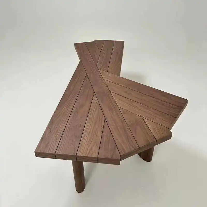 Black walnut minimalist butterfly corner work table retro special-shaped desk 2.35m