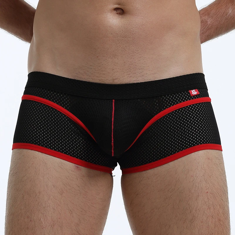 

Модное мужское нижнее белье, летние сетчатые тонкие брюки с плоскими углами, дышащие быстросохнущие шорты-боксеры