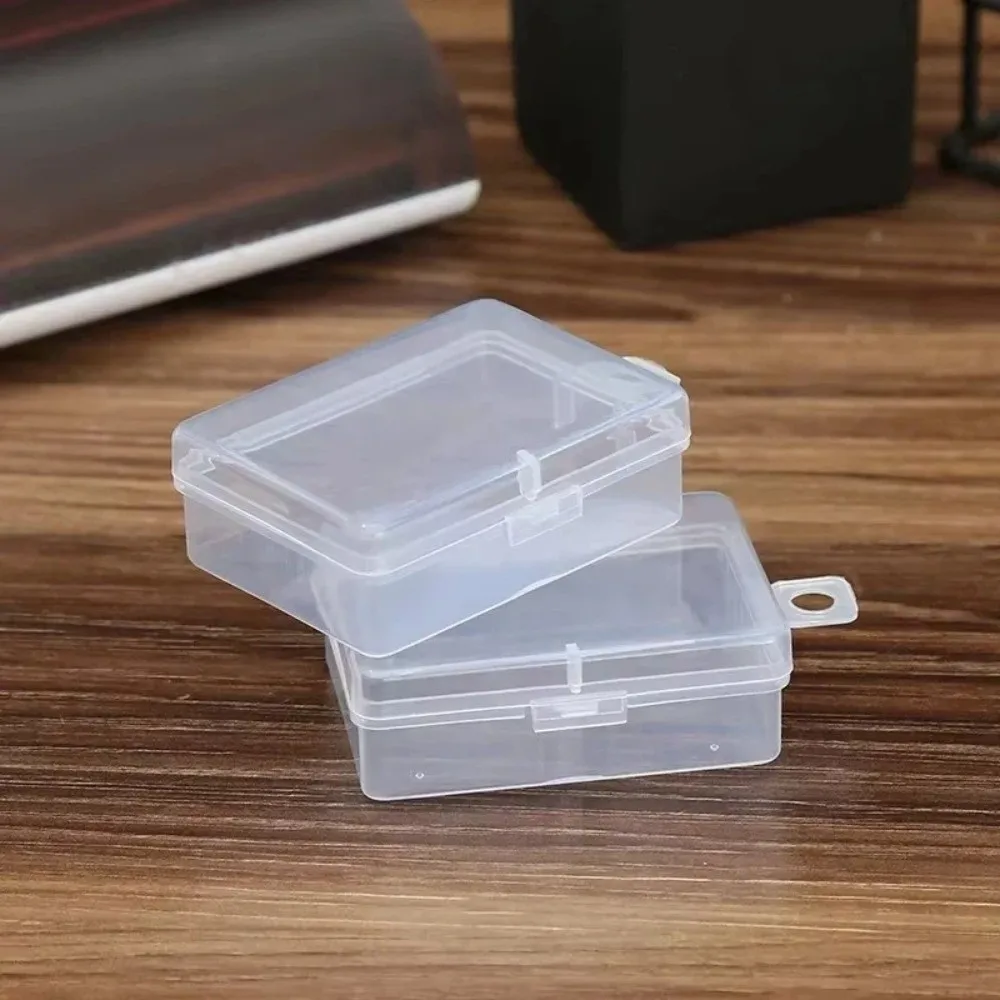 Mini Transparent Storage Box Rectangle Dust-proof Sewing Storage Box Integrated Flip Cover Plastic Jewelry Case Jewelry Storage