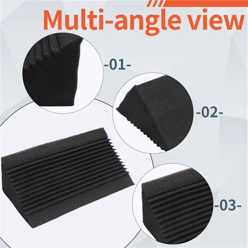 SEWS-6 PCS Acoustic Foam Charcoal/Black Bass Trap, Absorbedor de Sonido para Estudio, Insonorización de Esquinas de Pared, 12 x 12 x 24 cm