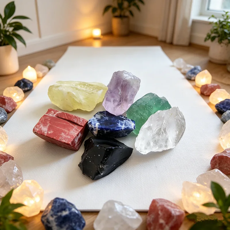 7pcs/set Crystal Rough Natural Chakra Crystal Citrine Healing Stone Amethyst Clear Quartz Red Jasper Obsidian Fluorite Sodalite