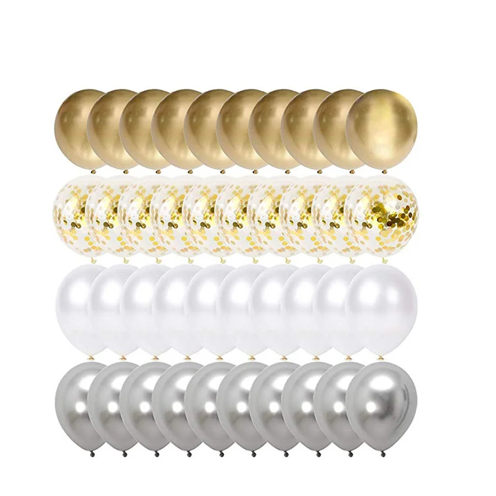 

50Pcs Festival Balloons Metal Color Latex Confetti Balloons Wedding Party Decoration Stylish Ornament Fun Atmosphere Balloon Set
