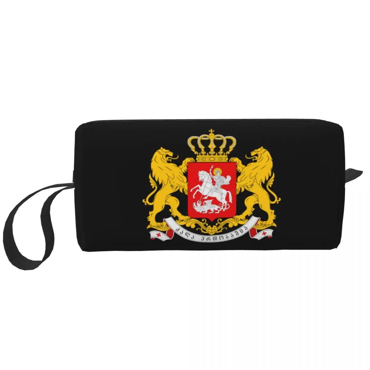 Government Of Georgia Flag Large Makeup Bag Waterproof Pouch Travel Cosmetic Bags Storage Bag for Women