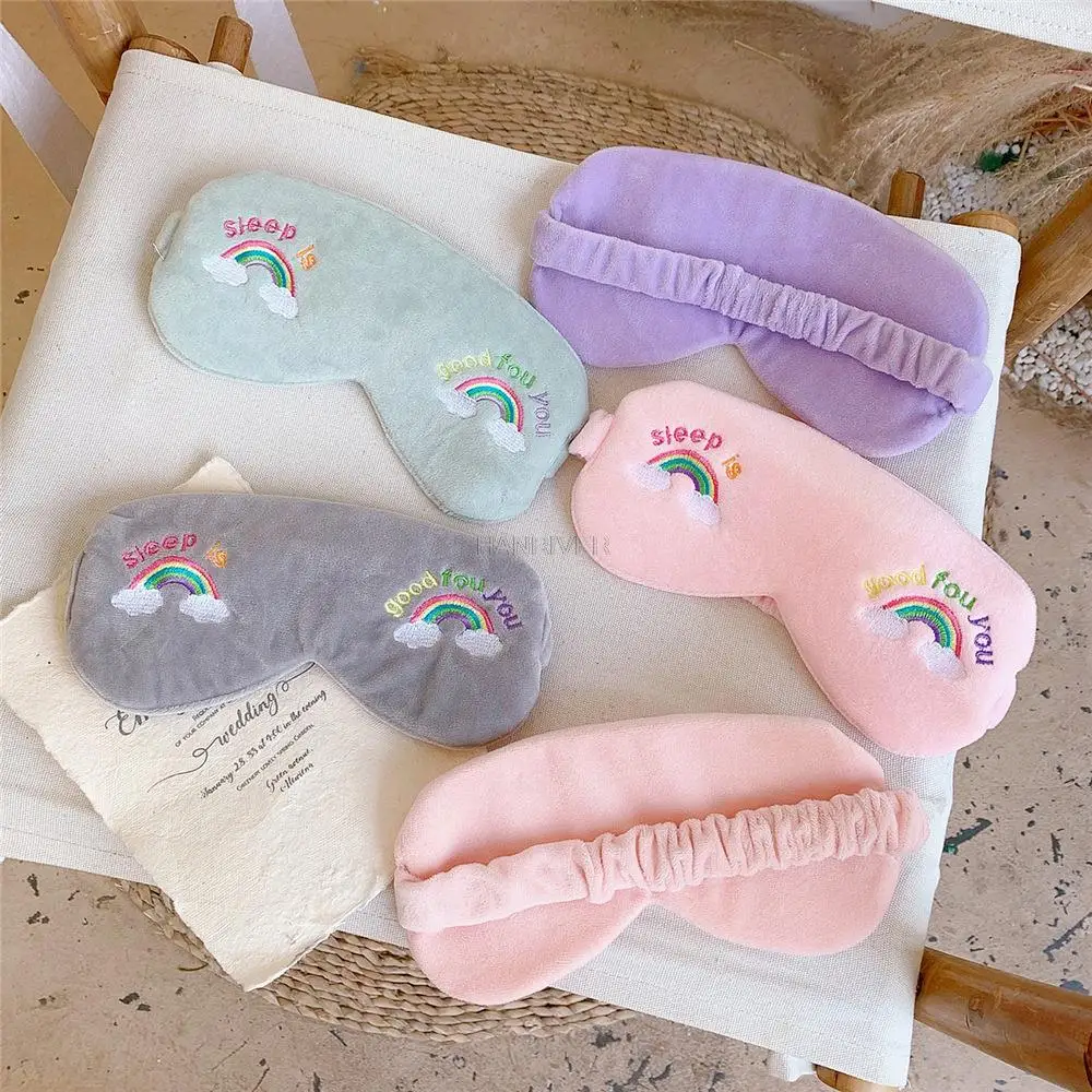 Girl's heart rainbow embroidery face wash headband can be used as eye mask cute makeup mask headband accessories
