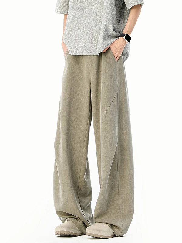 

Folded Men's Summer Thin Loose Straight Casual Pants Drapey Wide Leg American Retro Floor-Length Leisure Long Trousers