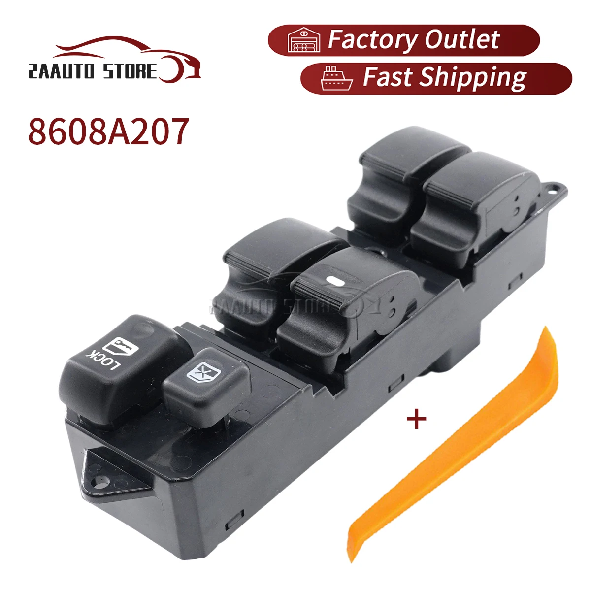 Przełącznik sterowania podnośnikiem szyby elektrycznej dla Mitsubishi Lancer 2008-2015 z kierownicą po lewej stronie, numer części 8608A068, C8DD654M, 8608A068, 8608A187, 8608A207