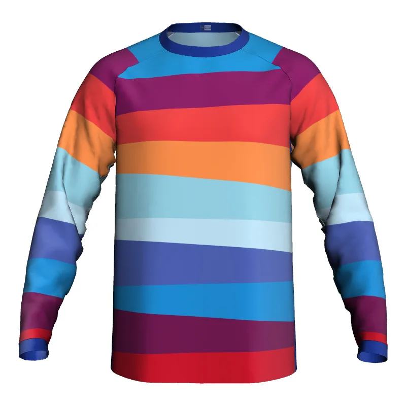 

Motocross Mx Clothes BMX Jersey MTB XCO Cycling Shirt Outdoor Mountain Moisture UV Long Downhill Top Motocycle Sports Rainbow