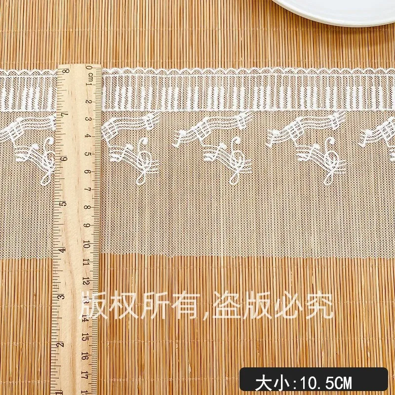 Milk Fiber Lace Trim Music Note Piano Embroidery Net Lace Sewing DIY Dress Craft Home Decor Supplies 