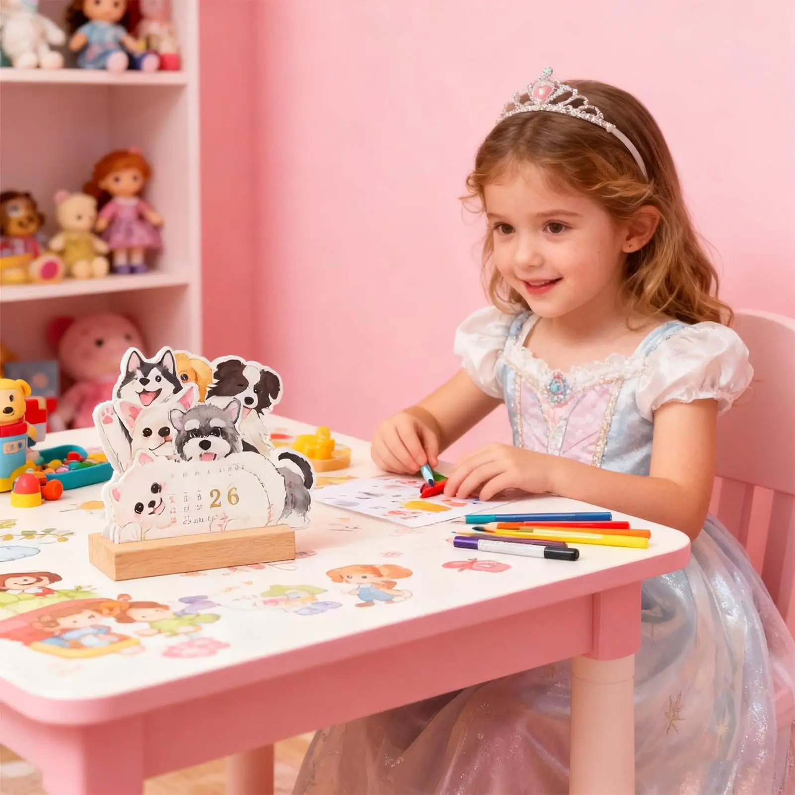 

Dog Calendar Monthly Planner With Wooden Stand 12 Puppy Cards Design Funny 2026 Calendar For Kids Adult Family Work Desk School