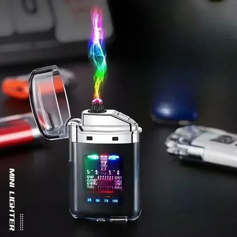 

Double Arc Plasma Lighter: USB-C, Windproof, Battery Display – Men's Smoking Gift