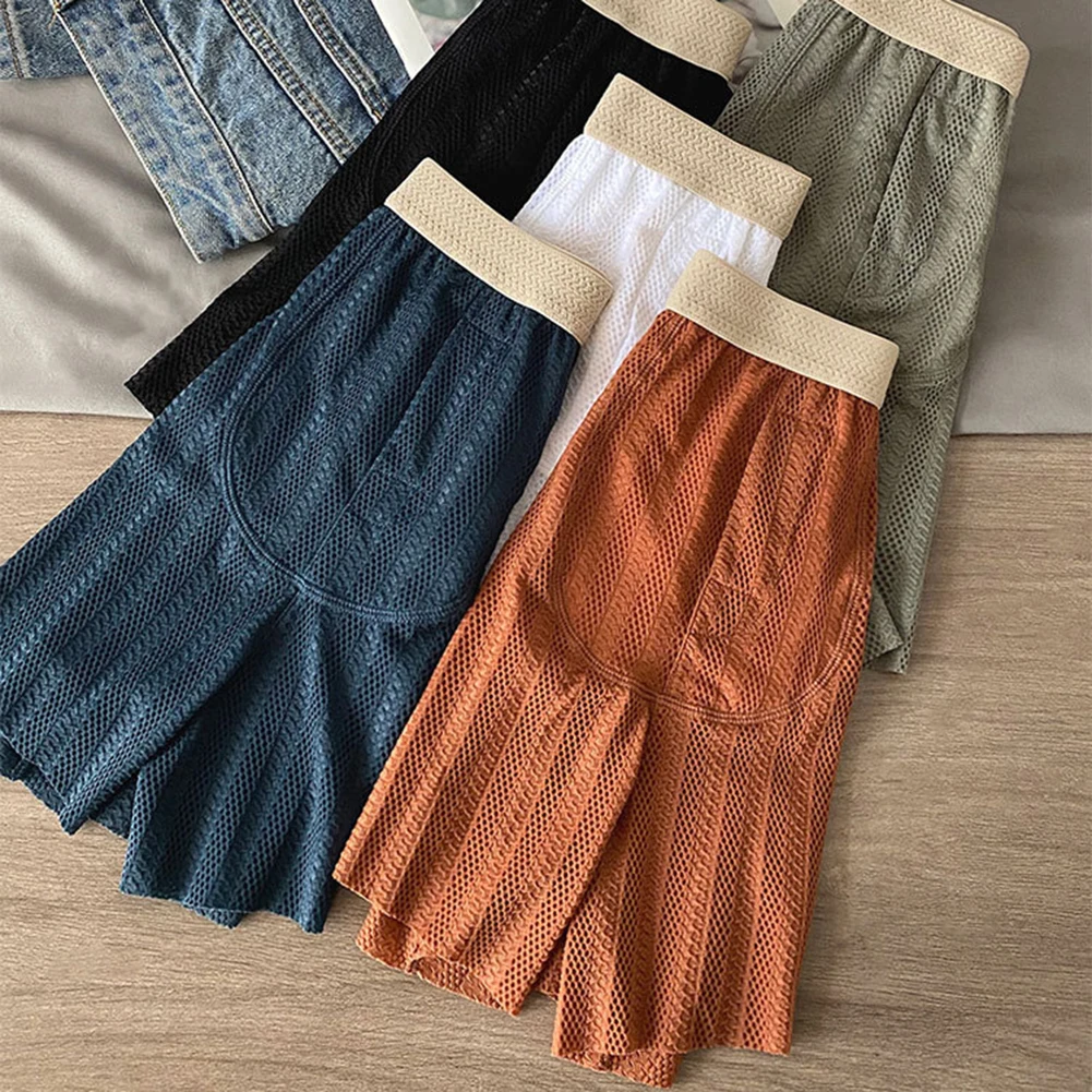 

Men Jacquard Mesh Boxers Underwear For Man Long Leg Shorts Mid Waist Sleepwear Home Wear Lingerie Ultra HotExtreme Men's Panties