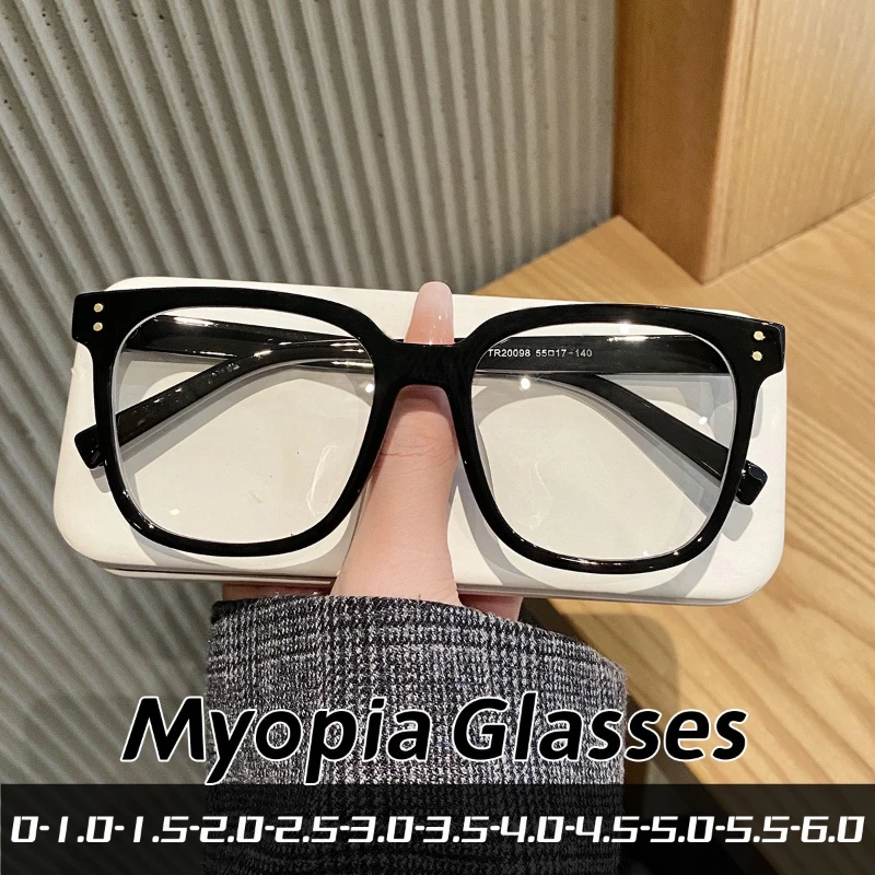 

Square frame Myopia Glasses Men Women Anti-blue oversized Eyewear Unisex Luxury Clear Diopter Prescription Eyeglasses 0 to -6.0