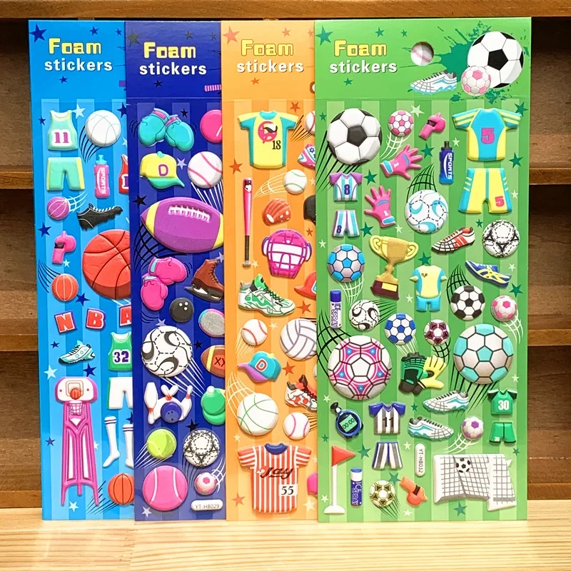 3D Basketball Soccer Puffy Stickers for Kids DIY Craft Laptop Phone Case Scrapbook Album Sports Decor