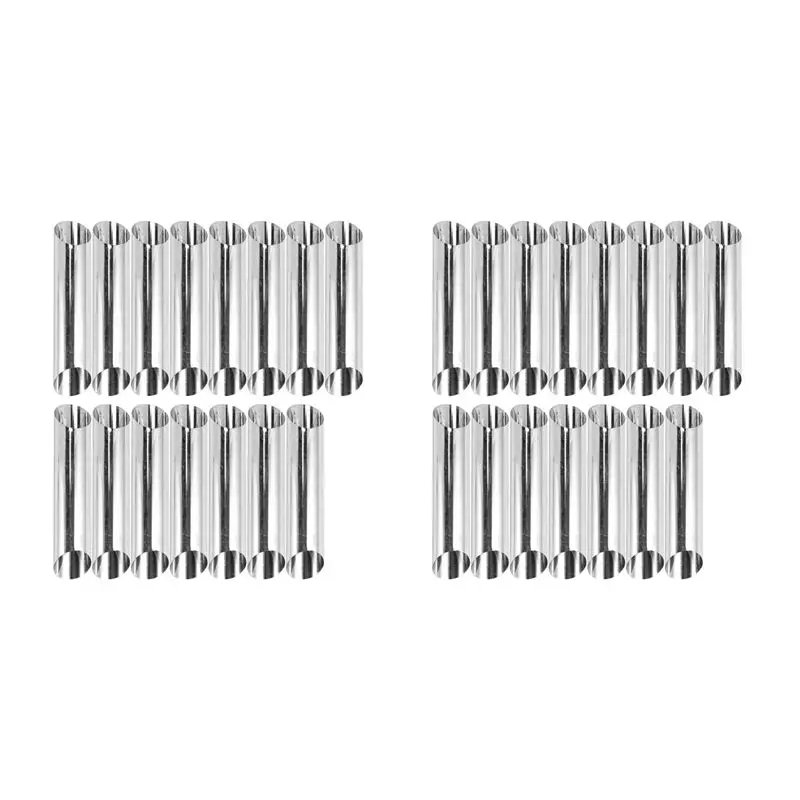 ABCA-Cannoli Tubes, 5 Inch Large Stainless Steel Cannoli Forms Non-Stick Cream Horn Danish Pastry Molds Pack Of 30