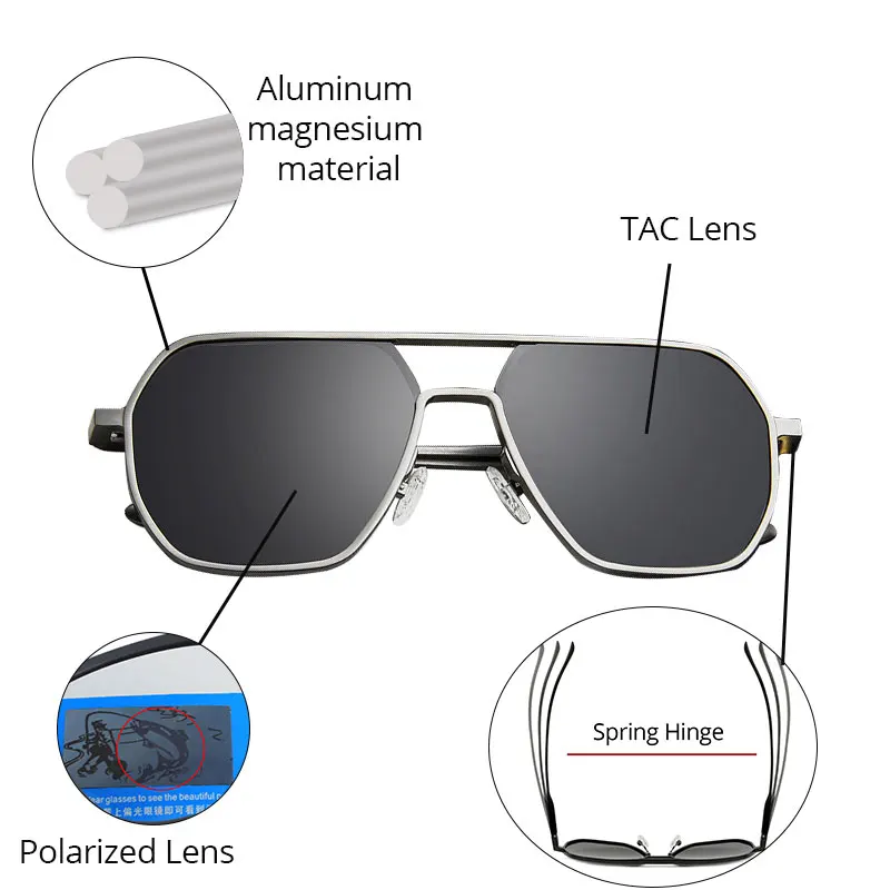 Photochromic Polarized Sunglasses Men Women For Driving Sun Glasses Yellow Lens Aluminum magnesium Polarising Glasses