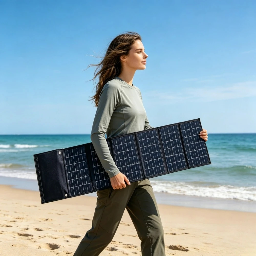 Outdoor Camping Hiking 50W 90W Foldable Solar Panel Portable Dual USB DC Output Waterproof Rubber Handle For Fishing Cycling