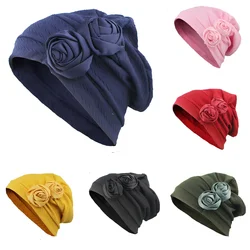 Muslim Fashion Women's Hijabs Flower Islamic Hijab Chemo Hat Beanies Hiar Loss Cancer Chemo Cap Ladies Bandana Head Cover S12X11