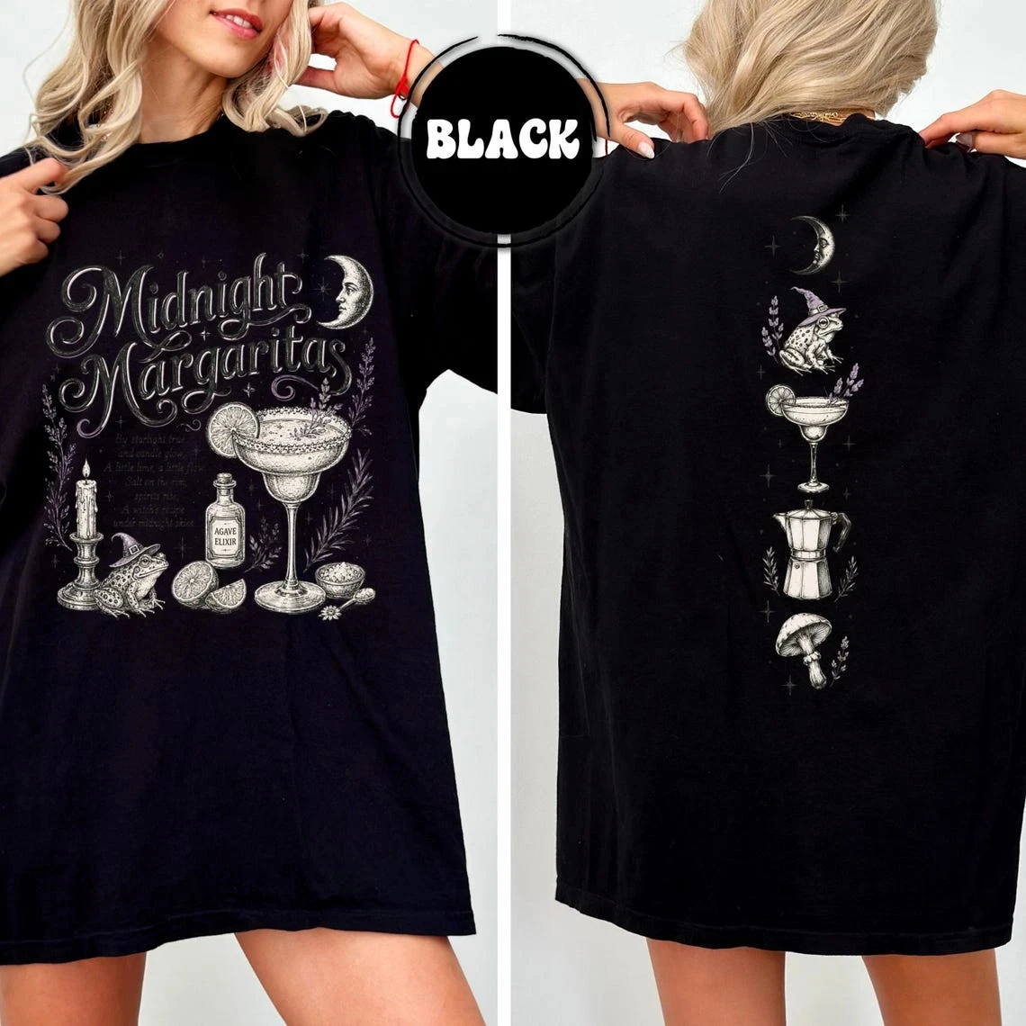 Midnight Margaritas Practical Magic Inspired Witchy Halloween Shirt Short Sleeve T-shirts for Summer Unisex All-Season