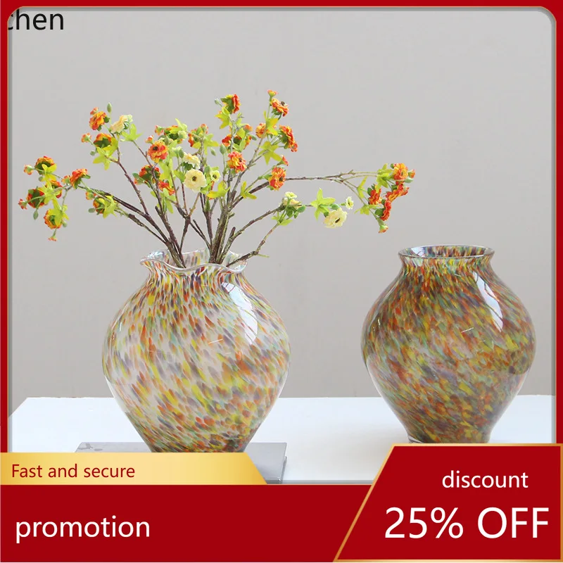 

Zml glass vase - chinese retro lace-trimmed decorative vase for living room, , floral arrangements, , and creative display