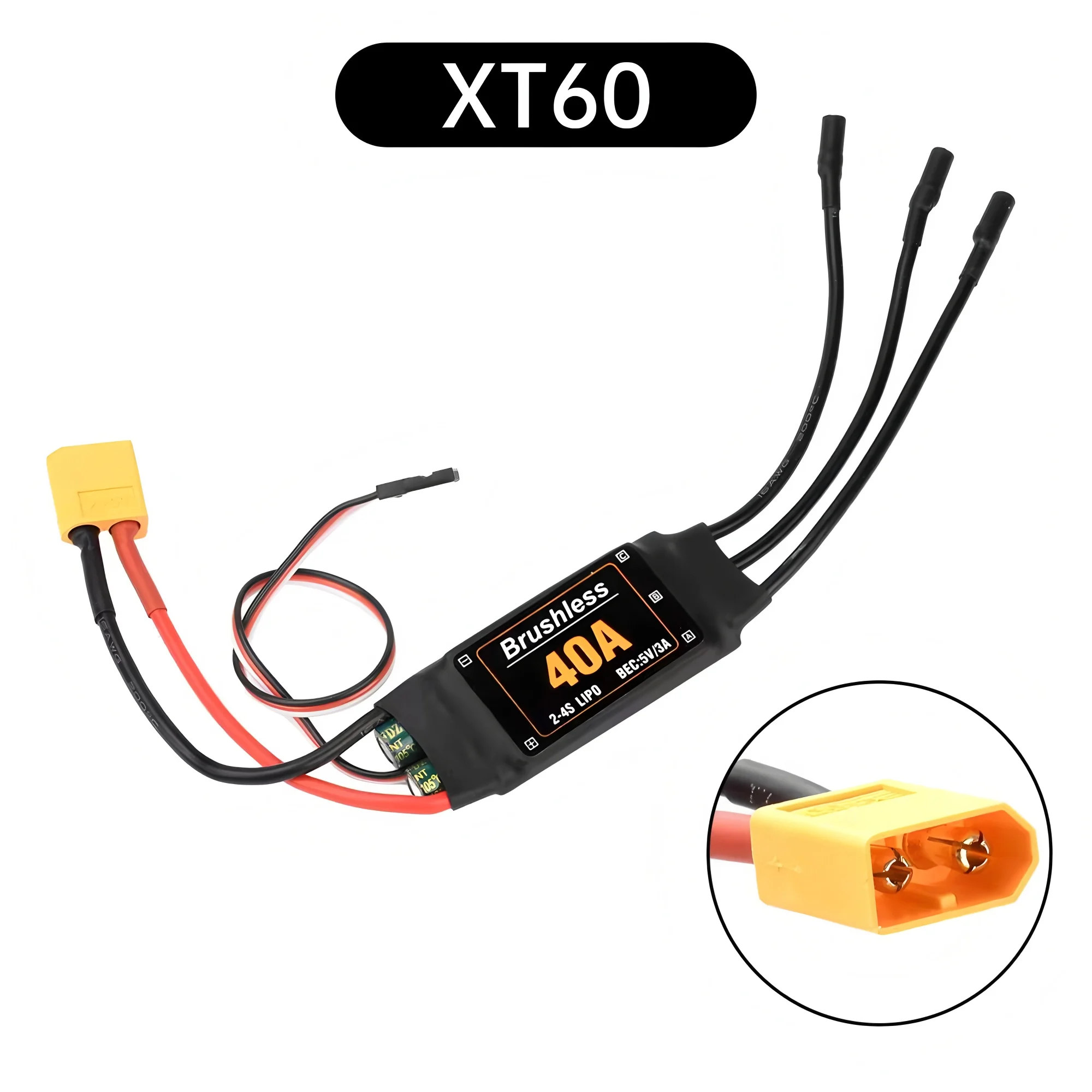 Controlador de velocidad ESC sin escobillas 40A con UBEC 5V 3A, para RC FPV quadcopter avión helicóptero F450 F550 S500 40A motor XT60 FPV