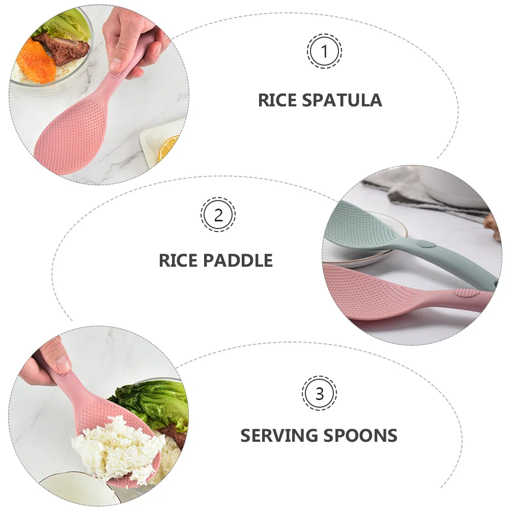 Cuchara de arroz de silicona, cuchara antiadherente, utensilios de cocina resistentes al calor, espátula para servir, mango, diseño antiadherente para colgar en la pared