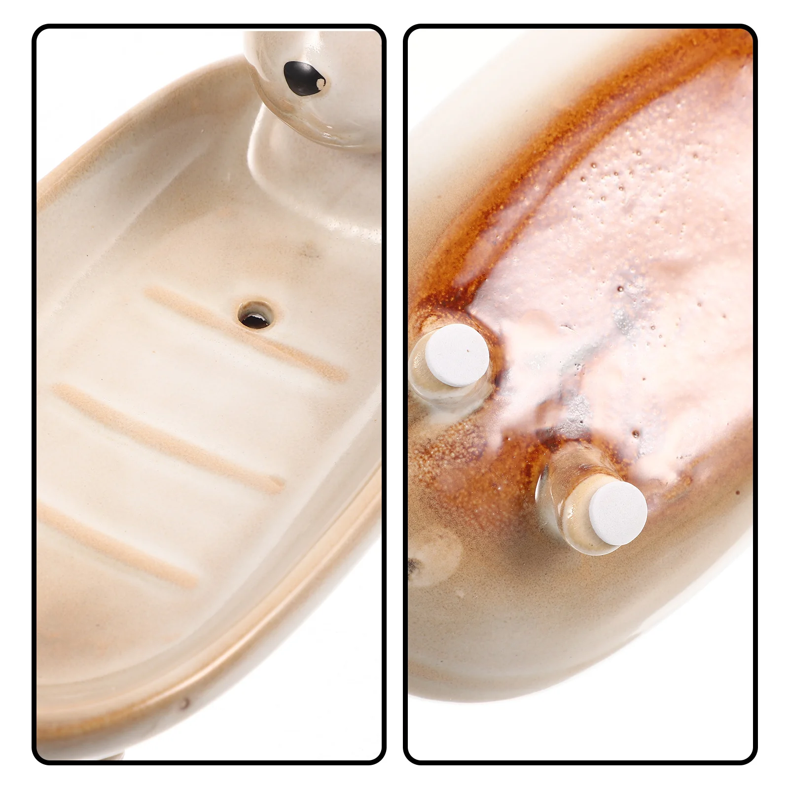 

Ceramic Soap Dish Cartoon Rabbit Design Soap Case Hallway Key Storage Holder Draining Multi-Functional Clear Texture