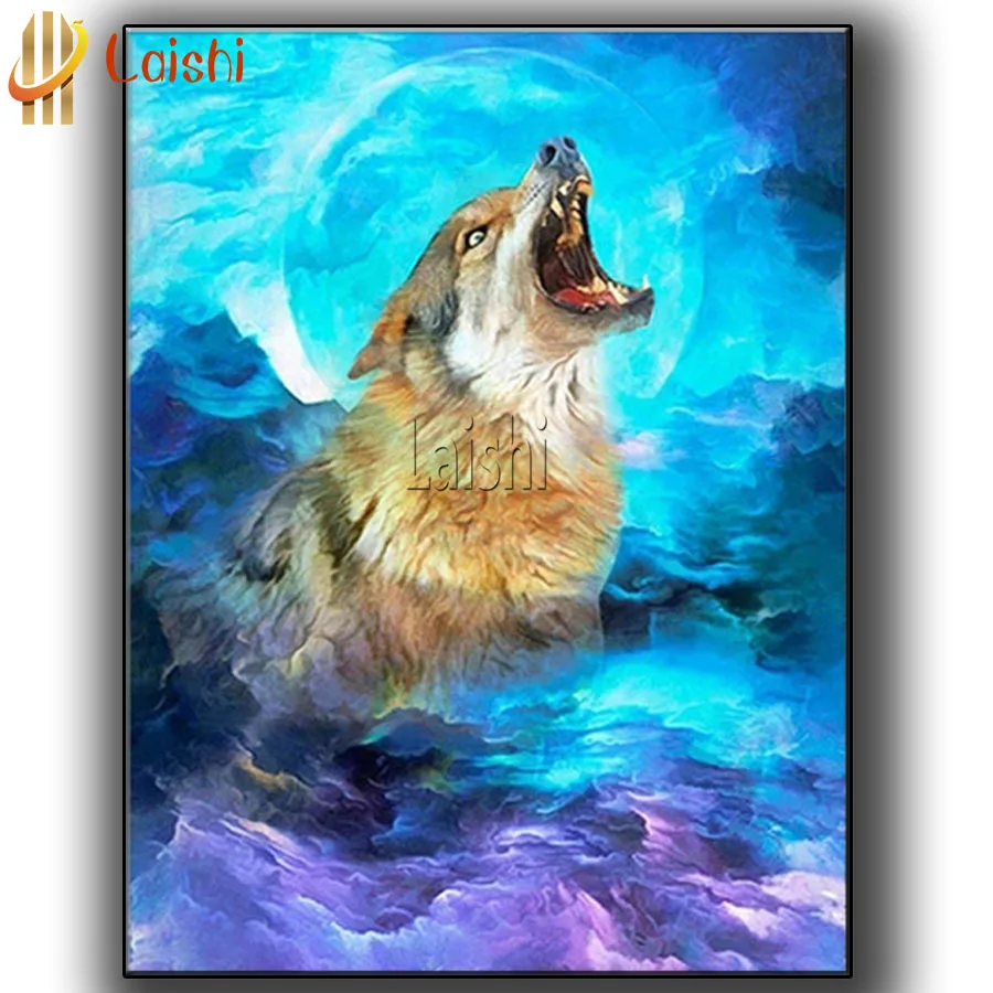 

5D DIY Animal Doodle fantasy wolf Diamond Painting Cross Stitch Full Square Round Drill Embroidery Colorful Handmade Home Decor