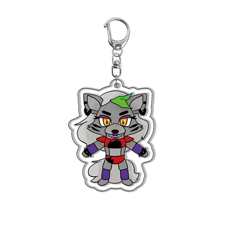 6CM Anime FNAF Horror Game Figures Bonnie Chica Foxy Acrylic Keychains Cartoon Double Sided Pendants Collection Gifts