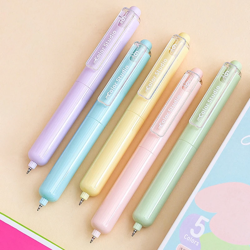 5Pcs/Set 0.5MM New Colored Gel Pens Black Refill Writing Pens Mini Gel Ink Pens Portable Pocket Pens Quick Dry Pen School Supply